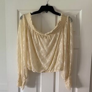 Free People Cream Lace Blouse